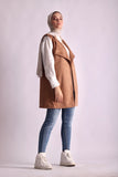 Suede camel belted vest