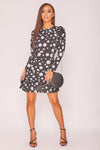 Black Balloon Sleeve Polka Dot Mini Dress - shop.livefree.co.uk