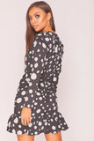 Black Balloon Sleeve Polka Dot Mini Dress - shop.livefree.co.uk