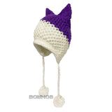 BomHCS Cute Fox Ears Beanie Winter Warm 100% Handmade Knit Hat