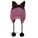 BomHCS Cute Fox Ears Beanie Winter Warm 100% Handmade Knit Hat