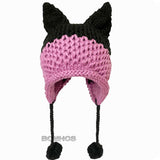 BomHCS Cute Fox Ears Beanie Winter Warm 100% Handmade Knit Hat