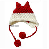 BomHCS Cute Fox Ears Beanie Winter Warm 100% Handmade Knit Hat