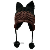 BomHCS Cute Fox Ears Beanie Winter Warm 100% Handmade Knit Hat