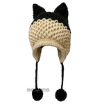 BomHCS Cute Fox Ears Beanie Winter Warm 100% Handmade Knit Hat