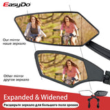 EasyDo Bicycle Handlebar Rear View Mirror Bike Cycling Wide Range Back Sight Reflector Adjustable Left Scooter E Bike Mirror