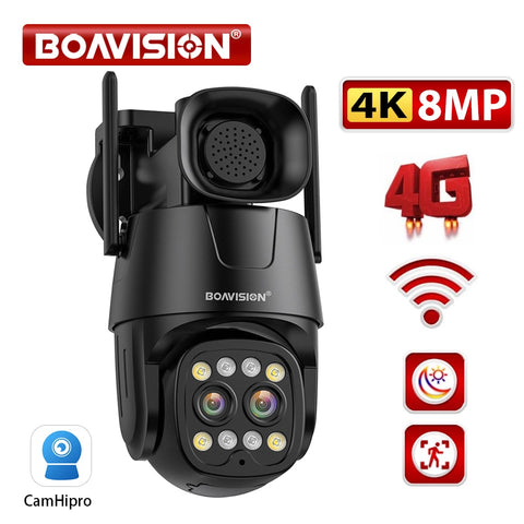 IP Camera Wifi/4G Sim Card PTZ HD 4MP 8MP Dual Lens 2.8mm-8mm Outdoor AI Human Tracking Color Night Vision Audio Security Camera