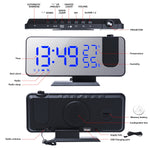 FM Radio LED Digital Smart Alarm Clock Watch Table Electronic Desktop Clocks USB Wake Up Clock with 180° Time Projection Snooze