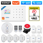 KERUI Tuya Smart WIFI GSM Security Alarm System Works With Alexa Home Burglar Motion Detector Smoke Door Window Sensor IP Camera