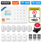 KERUI Tuya Smart WIFI GSM Security Alarm System Works With Alexa Home Burglar Motion Detector Smoke Door Window Sensor IP Camera