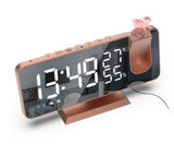 FM Radio LED Digital Smart Alarm Clock Watch Table Electronic Desktop Clocks USB Wake Up Clock with 180° Time Projection Snooze