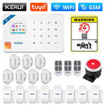 KERUI Tuya Smart WIFI GSM Security Alarm System Works With Alexa Home Burglar Motion Detector Smoke Door Window Sensor IP Camera