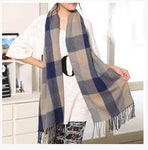 SELLWORLDER  Women Winter Scarf Girls Long Size Grid Patchwork Pattern Scarves & Wraps Fashion Accessories - shop.livefree.co.uk