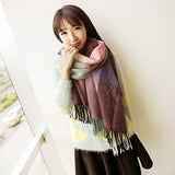 SELLWORLDER  Women Winter Scarf Girls Long Size Grid Patchwork Pattern Scarves & Wraps Fashion Accessories - shop.livefree.co.uk