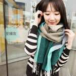 SELLWORLDER  Women Winter Scarf Girls Long Size Grid Patchwork Pattern Scarves & Wraps Fashion Accessories - shop.livefree.co.uk