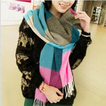 SELLWORLDER  Women Winter Scarf Girls Long Size Grid Patchwork Pattern Scarves & Wraps Fashion Accessories - shop.livefree.co.uk