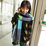 SELLWORLDER  Women Winter Scarf Girls Long Size Grid Patchwork Pattern Scarves & Wraps Fashion Accessories - shop.livefree.co.uk