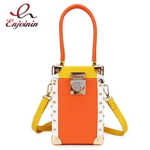 Good Quality Luxury Diamond Buckle Stitching Color Box Style Female Handbag Shoulder Bag Crossbody Mini Bag Shoulder Bag Totes - shop.livefree.co.uk