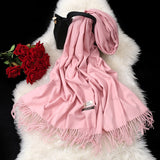 Women solid color winter cashmere scarf women long autumn - shop.livefree.co.uk