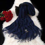 Women solid color winter cashmere scarf women long autumn - shop.livefree.co.uk