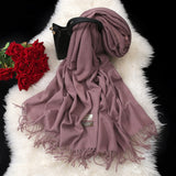 Women solid color winter cashmere scarf women long autumn - shop.livefree.co.uk