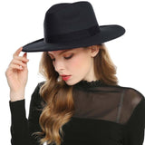 WELROG Black Red Fedora Hats For Women Imitation Wool Fedoras Panama Felt Hat Winter Men Jazz Hats Trilby Chapeau Femme Caps - shop.livefree.co.uk