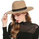 WELROG Black Red Fedora Hats For Women Imitation Wool Fedoras Panama Felt Hat Winter Men Jazz Hats Trilby Chapeau Femme Caps - shop.livefree.co.uk