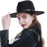 WELROG Black Red Fedora Hats For Women Imitation Wool Fedoras Panama Felt Hat Winter Men Jazz Hats Trilby Chapeau Femme Caps - shop.livefree.co.uk