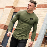 Casual Solid Workout Tee Top New Men Cotton Breathable Sports Long Sleeve T-shirt Spring Fashion Brand O-Neck Slim Fit Tshirt - shop.livefree.co.uk