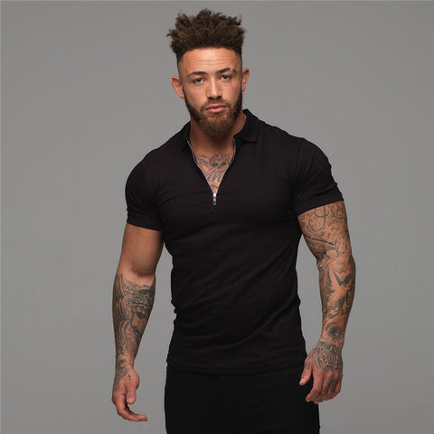 Muscleguys Man Fashion Polo Shirt Casual Fashion Plain Color Short Sleeve High Quality Slim Polo Shirt Men Fitness Polo homme - shop.livefree.co.uk