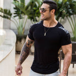 Compression Quick dry T-shirt Men Running Sport Skinny Short Tee Shirt Male Gym Fitness Bodybuilding Workout Black Tops Clothing - shop.livefree.co.uk