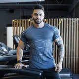 Compression Quick dry T-shirt Men Running Sport Skinny Short Tee Shirt Male Gym Fitness Bodybuilding Workout Black Tops Clothing - shop.livefree.co.uk