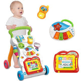 Multifunctional Baby Walker Stand-to-Sit Trolley Learning Walk Music Piano - shop.livefree.co.uk