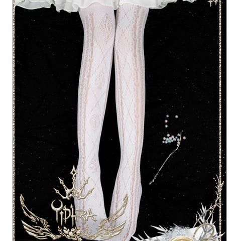 Alice's Broken Dream ~ Sweet White Lolita Tights Women's Summer Pantyhose - shop.livefree.co.uk