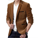 Brand Mens Corduroy Blazers Autumn Spring Fashion Male Slim Fat Casual Suit Jacket Men Blazer Masculino Clothing Vetement Homme - shop.livefree.co.uk