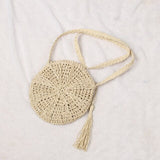 Women Round Straw Bags Bohemian Female Summer Beach Handbag Circle Ladies Woven Messenger Bag Handmade Knitted Crossbody SS3654 - shop.livefree.co.uk