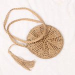 Women Round Straw Bags Bohemian Female Summer Beach Handbag Circle Ladies Woven Messenger Bag Handmade Knitted Crossbody SS3654 - shop.livefree.co.uk