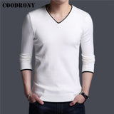 COODRONY Brand Spring Autumn New Arrival Soft Cotton Sweater Casual V-Neck Pull Homme Knitwear Pullover Men Clothes Jersey C1001