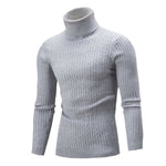 Casual Men Winter Solid Color Turtle Neck Long Sleeve Twist Knitted Slim Sweater Men's Knitted Sweaters Pullover Men Knitwear