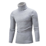 Casual Men Winter Solid Color Turtle Neck Long Sleeve Twist Knitted Slim Sweater Men's Knitted Sweaters Pullover Men Knitwear