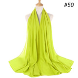 Women Solid Color Chiffon Hijab Scarf Wrap Islamic Shawls Headband Muslim Hijabs Wrap Headscarf Scarves 60 Colors