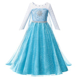 Frozen 1&amp;2 Anna Elsa Princess Dress For Girl Birthday Party Tulle Prom Gown Kids Christmas Cosplay Snow Queen Coronation Costume