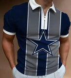 New Summer High Quality Men Polo Shirts High Street Print Casual Short Sleeve Mens Shirts Turn-Down Collar Zipper Polo Shirt Men