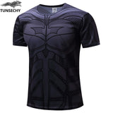 Fashion men&#39;s T-shirt summer short-sleeved 3D red and blue spider print sports fitness shirt loose streetwear