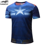 Fashion men&#39;s T-shirt summer short-sleeved 3D red and blue spider print sports fitness shirt loose streetwear