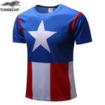 Fashion men&#39;s T-shirt summer short-sleeved 3D red and blue spider print sports fitness shirt loose streetwear