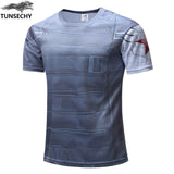 Fashion men&#39;s T-shirt summer short-sleeved 3D red and blue spider print sports fitness shirt loose streetwear