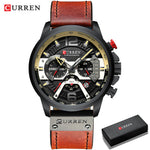 CURREN Casual Sport Watches for Men Blue Top Brand Luxury Military Leather Wrist Watch Man Clock Fashion Chronograph Wristwatch