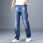 6 Colors Spring Summer Men's Thin Straight-leg Loose Jeans Classic Style  Advanced Stretch Baggy Pants Male Plus Size 40 42 44