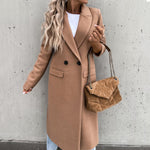 Winter Overcoat Suit Collar Elegant Women Jaket Collar Elegant Long Blazer Women Coat  Ladies Overcoat